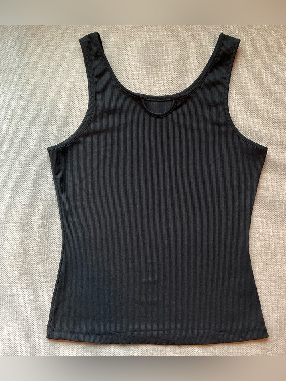 Black Ribbed Tank Top - Classic Women's Scoop Neck